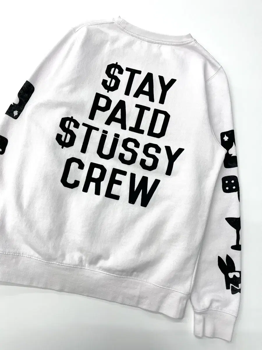 Stussy 스투시 stay paid 트럼프 코튼 맨투맨 화이트